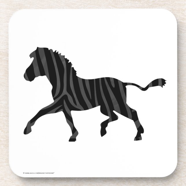 Zebra Black and Gray Print Silhouette Untersetzer (Vorderseite)