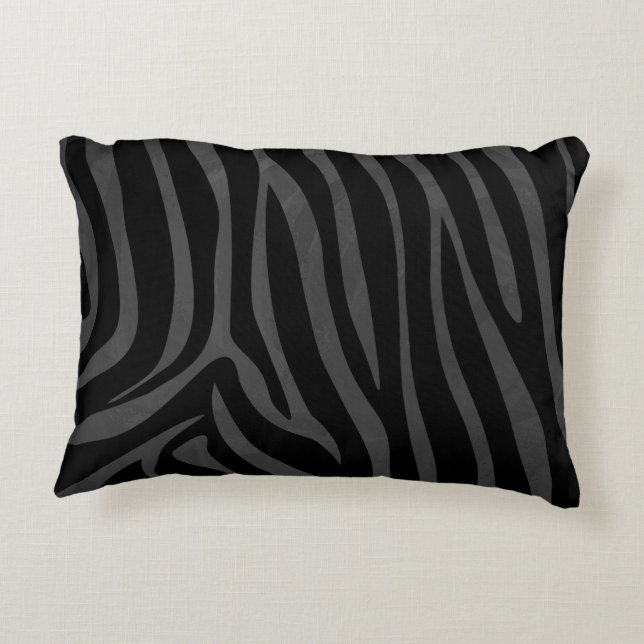 Zebra Black and Gray Print Zierkissen (Rückseite)