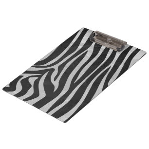 Zebra Black and Light Gray Monogram Klemmbrett