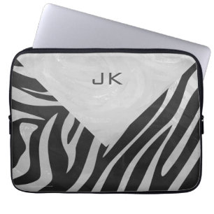 Zebra Black and Light Gray Monogram Laptopschutzhülle