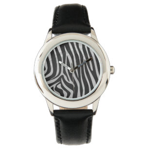 Zebra Black and Light Gray Print Armbanduhr