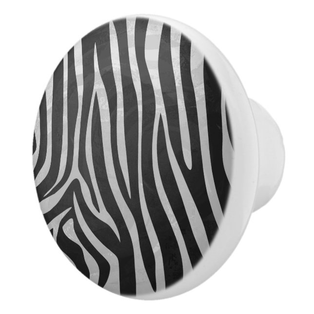 Zebra Black and Light Gray Print Keramikknauf (Rechts)