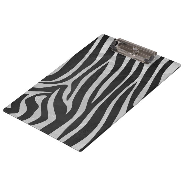Zebra Black and Light Gray Print Klemmbrett (Schrägansicht)