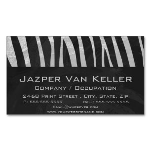 Zebra Black and Light Gray Print Magnetische Visitenkarte