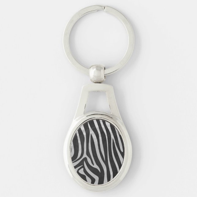 Zebra Black and Light Gray Print Schlüsselanhänger (Vorderseite)