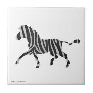 Zebra Black and Light Gray Silhouette Fliese