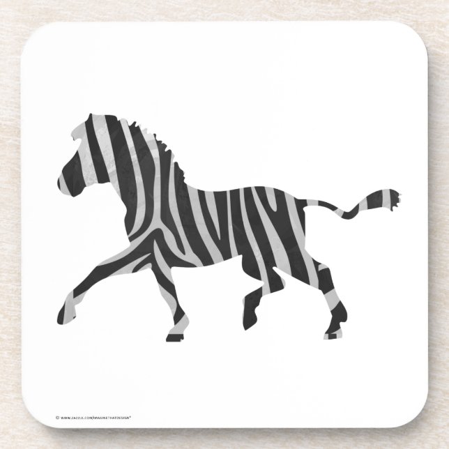 Zebra Black and Light Gray Silhouette Getränkeuntersetzer (Vorderseite)