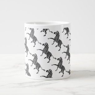 Zebra Black and Light Gray Silhouette Jumbo-Tasse