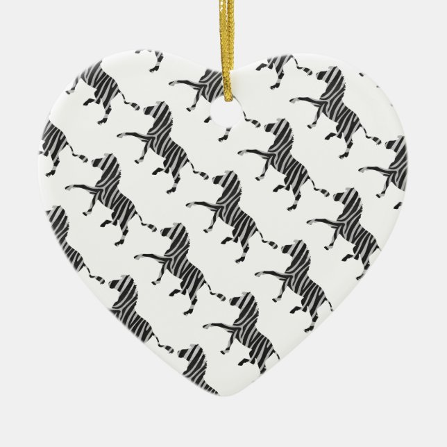 Zebra Black and Light Gray Silhouette Keramikornament (Vorne)