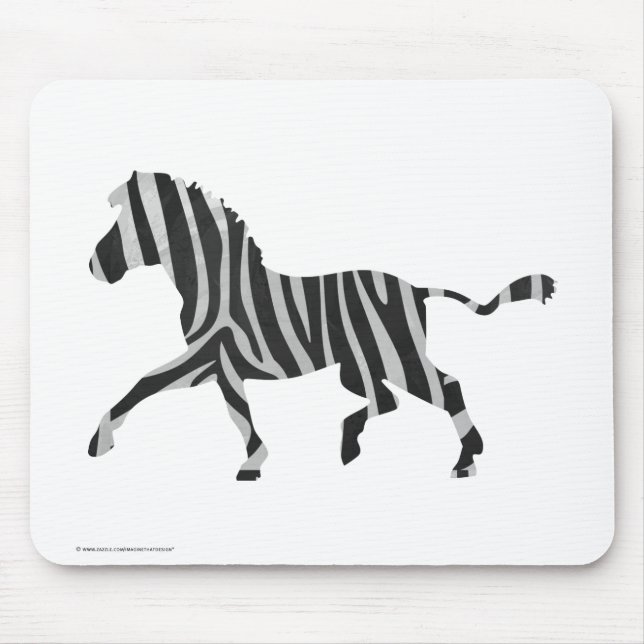 Zebra Black and Light Gray Silhouette Mousepad (Vorne)