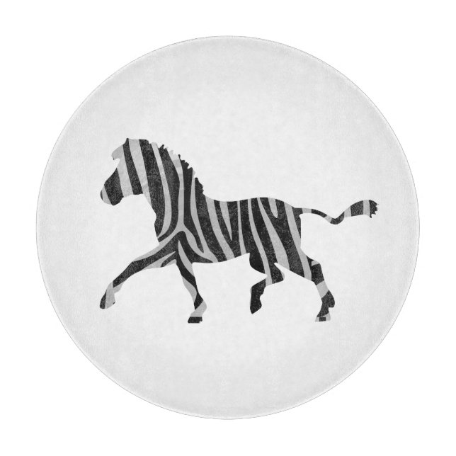 Zebra Black and Light Gray Silhouette Schneidebrett (Vorderseite)
