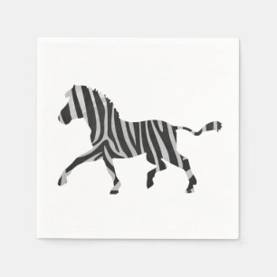 Zebra Black and Light Gray Silhouette Serviette