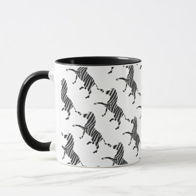 Zebra Black and Light Gray Silhouette Tasse (Links)