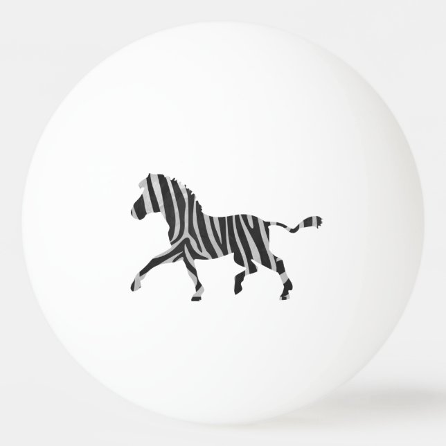 Zebra Black and Light Gray Silhouette Tischtennisball (Rückseite)
