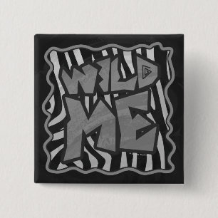 Zebra Black and Light Gray Wild Me Button