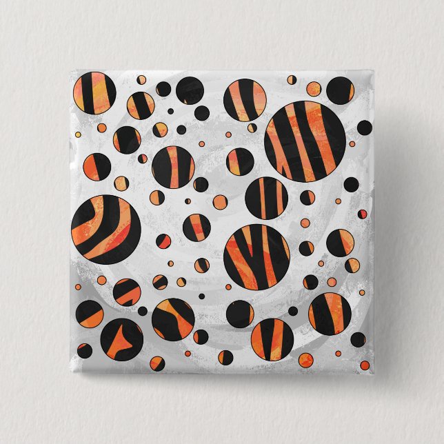 Zebra Black and Orange Polka Dots Button (Vorderseite)