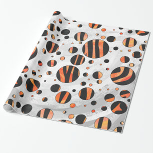 Zebra Black and Orange Polka Dots Geschenkpapier