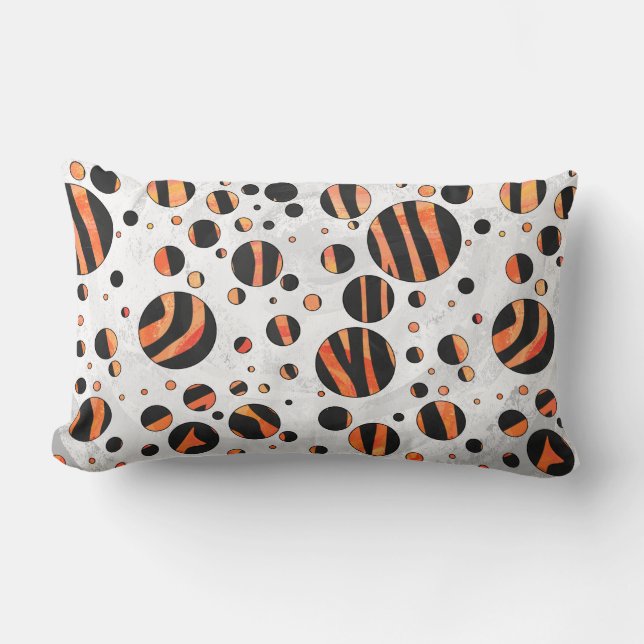 Zebra Black and Orange Polka Dots Lendenkissen (Vorderseite)