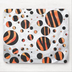 Zebra Black and Orange Polka Dots Mousepad