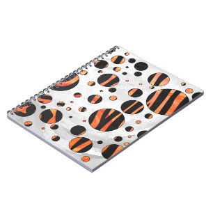 Zebra Black and Orange Polka Dots Notizblock