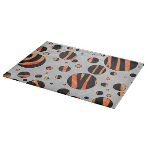 Zebra Black and Orange Polka Dots Schneidebrett