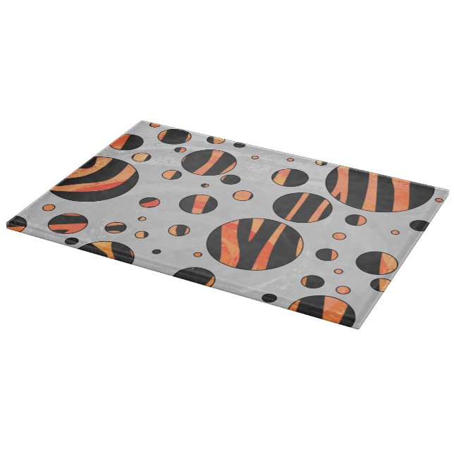 Zebra Black and Orange Polka Dots Schneidebrett (Ecke)