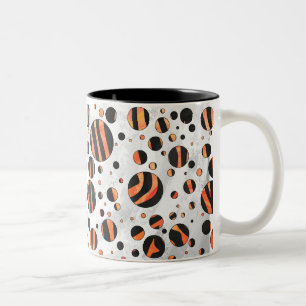 Zebra Black and Orange Polka Dots Zweifarbige Tasse