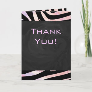 Zebra Black and Pink Monogram Karte