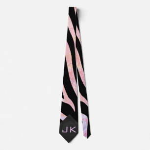 Zebra Black and Pink Monogram Krawatte
