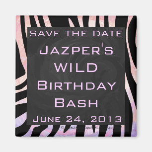Zebra Black and Pink Monogram Magnet