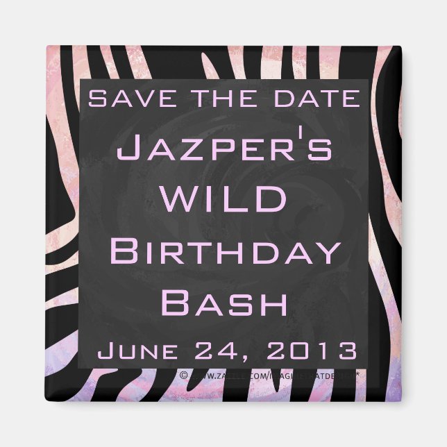 Zebra Black and Pink Monogram Magnet (Vorne)
