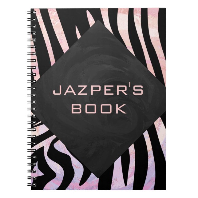 Zebra Black and Pink Monogram Notizblock (Vorderseite)