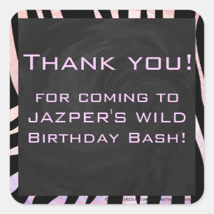 Zebra Black and Pink Monogram Quadratischer Aufkleber