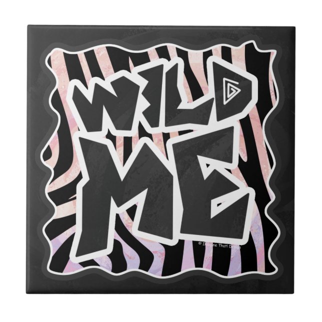 Zebra Black and Pink Wild me Fliese (Vorderseite)