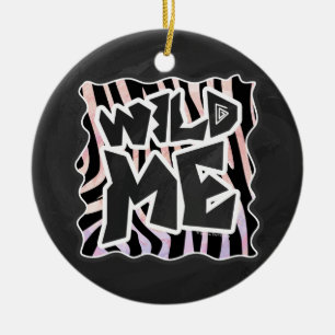 Zebra Black and Pink Wild me Keramik Ornament