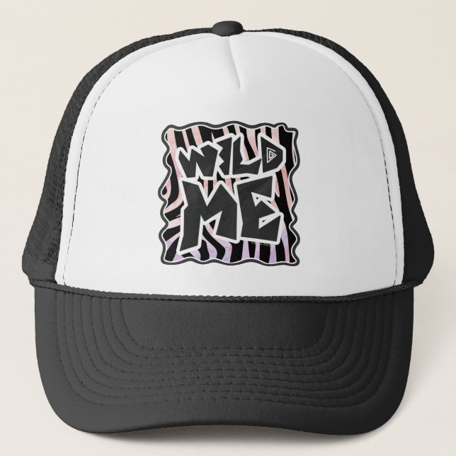 Zebra Black and Pink Wild me Truckerkappe (Vorderseite)