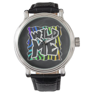 Zebra Black and Rainbow Wild Me Armbanduhr