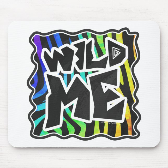 Zebra Black and Rainbow Wild Me Mousepad (Vorne)
