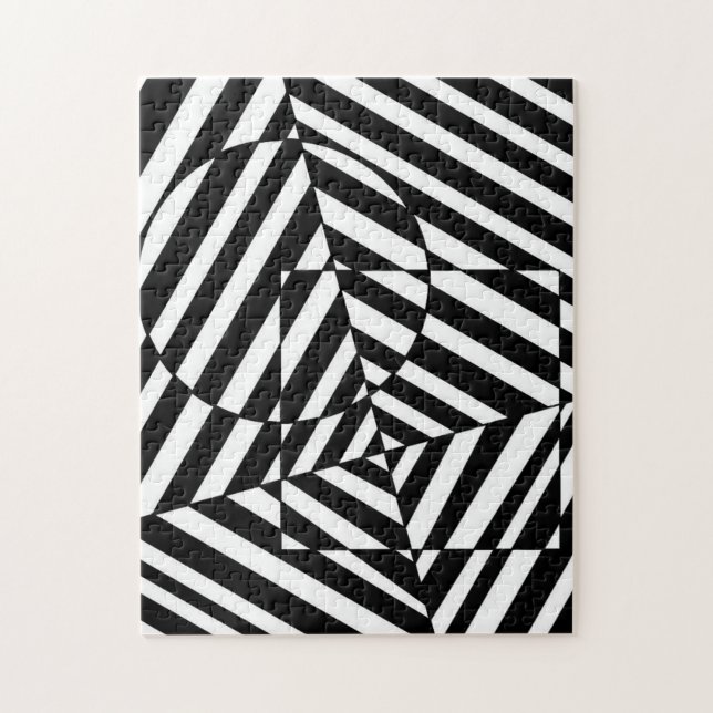 Zebra Black and White Square and Circle Pattern Puzzle (Vertikal)