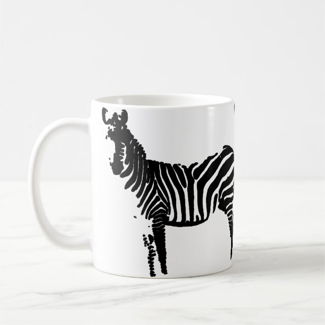 Zebra Black Silhouette Tasse oder Travel Mug (Links)