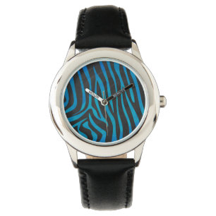Zebra Black und Blue Print Armbanduhr