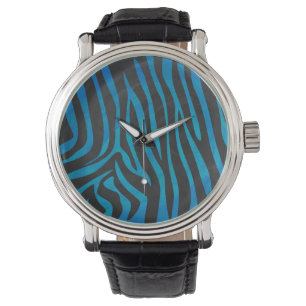 Zebra Black und Blue Print Armbanduhr