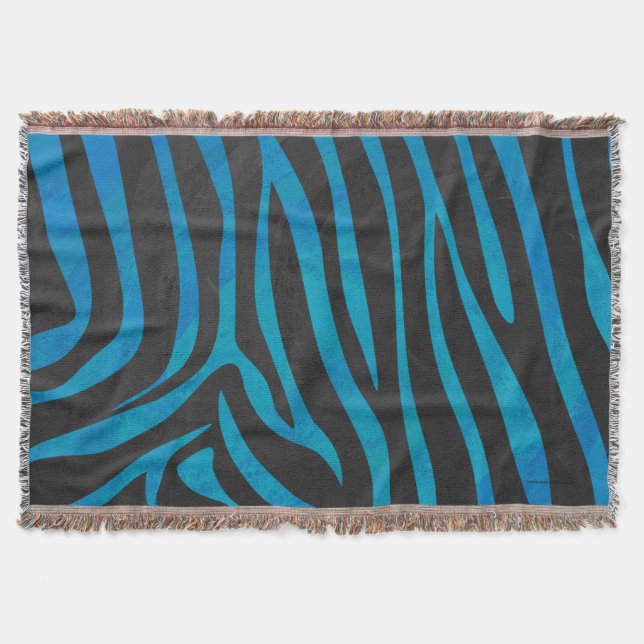Zebra Black und Blue Print Decke (Vorderseite)
