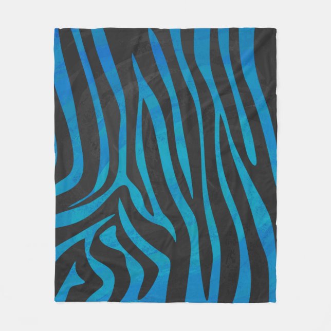 Zebra Black und Blue Print Fleecedecke (Vorderseite)