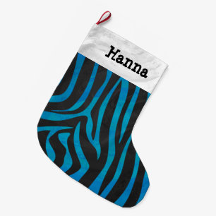 Zebra Black und Blue Print Großer Weihnachtsstrumpf