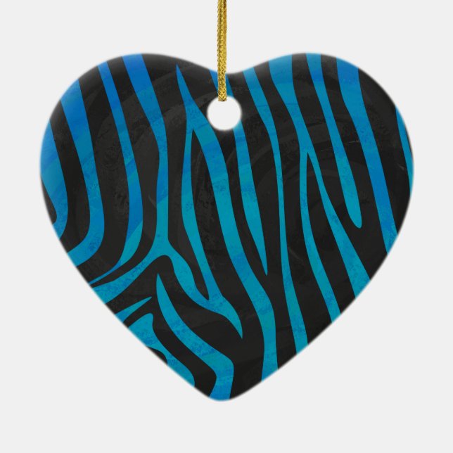 Zebra Black und Blue Print Keramikornament (Hinten)