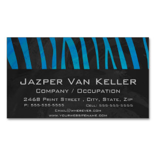 Zebra Black und Blue Print Magnetische Visitenkarte