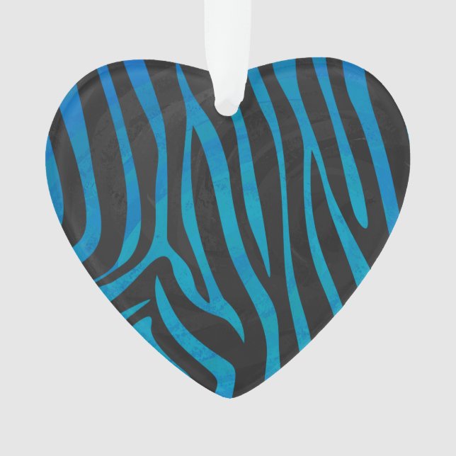 Zebra Black und Blue Print Ornament (Vorderseite)