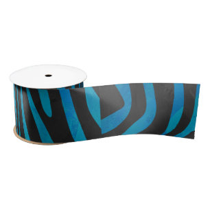 Zebra Black und Blue Print Satinband