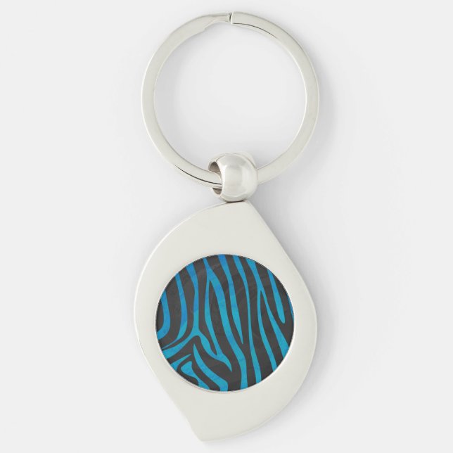 Zebra Black und Blue Print Schlüsselanhänger (Vorderseite)